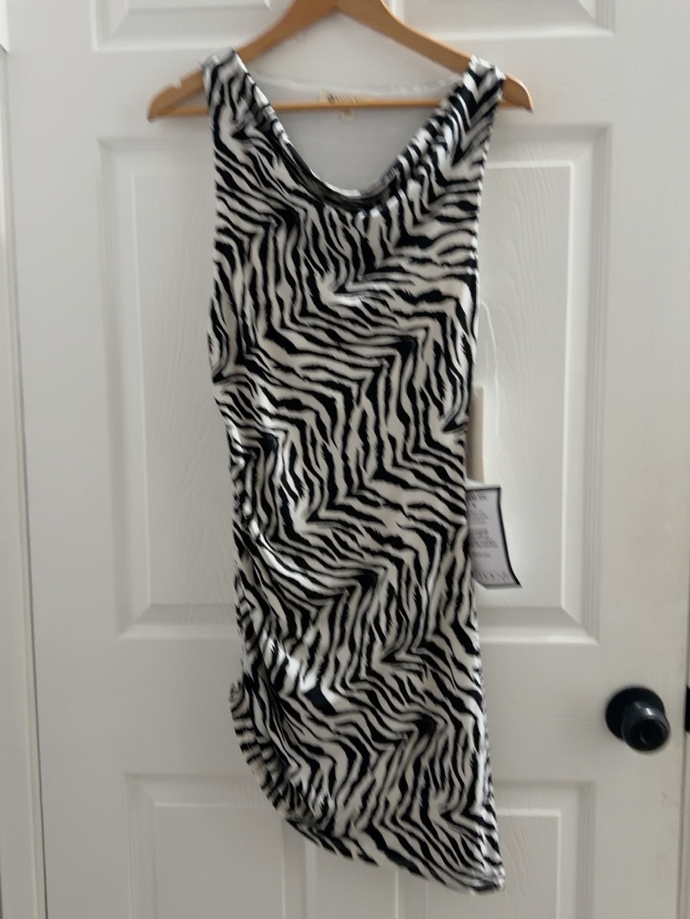 Black & White Zebra Print Mini Dress - Sleek Sleeveless Style